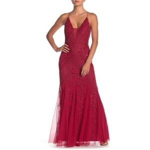 Marina Red‎ Plunge Evening Dress 8